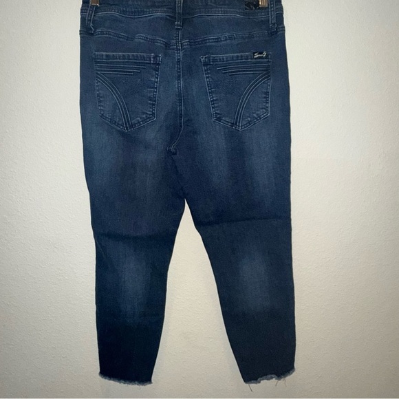 Seven7 High Rise Ankle Skinny jeans size 12 stretch raw hem - Picture 5 of 13